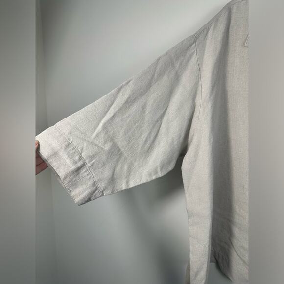 Bryn Walker Tan 100% Linen 3/4 Sleeve Lagenlook Jacket Size XL EUC Tunic - Picture 3 of 6